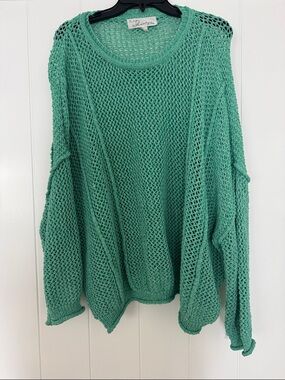 Vintage Havana Mint Green Open Weave Crewneck Sweater